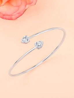 Ornate Jewels - 925 Silver 2 Carat American Diamond Flexible Bangle for Women & Girls