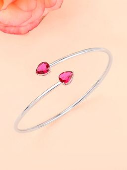 Ornate Jewels - 925 Silver 2 Carat Red Ruby Flexible Bangle for Women & Girls (Free Size)