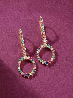 Ornate Jewels - 925 Silver Yellow Gold Multi Stone Lollipop Dangle Earring for Women & Girls