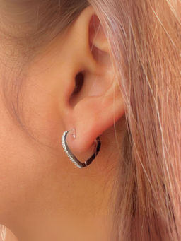 LuxeVogue - Silver Heart Hoop Earrings