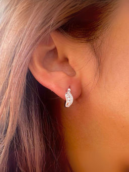 LuxeVogue - Shine In Leafy Hoop Earrings Rose