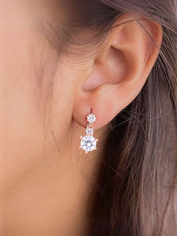 LuxeVogue - Classic Stone Drop Dangle Earrings Rose