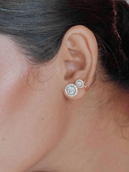 LuxeVogue - Classic Round Solitaires Jacket Stud Earrings