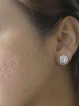 LuxeVogue - Elegant Octa Stud Earrings In 925 Sterling Silver