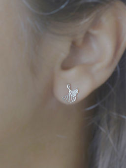 LuxeVogue - 925 Silver Ginkgo Leaf Stud Earrings For Women