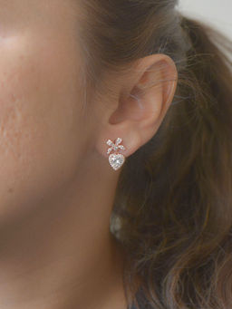 LuxeVogue - Heart Drop Earrings In 925 Sterling Silver