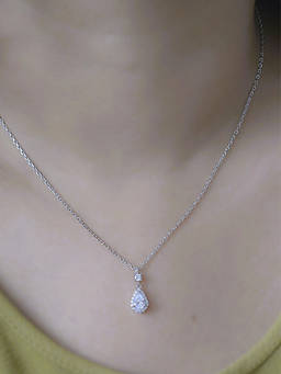 LuxeVogue - Elegant Teardrop Halo Necklace For Women - 925 Silver Jewellery
