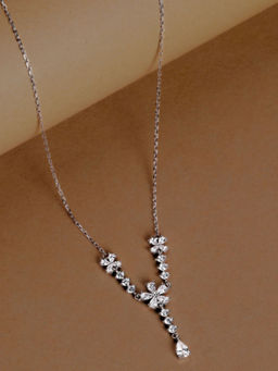 LuxeVogue - Elegant Floral Diamond Necklace For Women - 925 Silver Jewellery