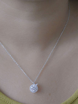 LuxeVogue - Elegant Diamond Like Halo Necklace For Women - 925 Silver Jewellery