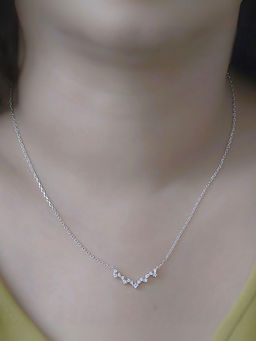 LuxeVogue - Modern Zigzag Diamond Like Necklace For Women 925 Silver Jewellery