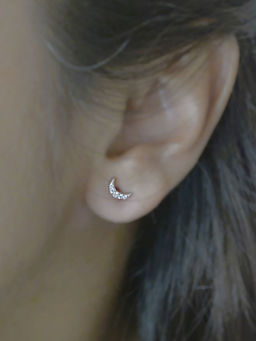 LuxeVogue - Crescent Moon Stud Earrings For Teens - 925 Silver Jewellery