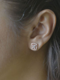 LuxeVogue - Square Stud Earrings Rose Gold Plating