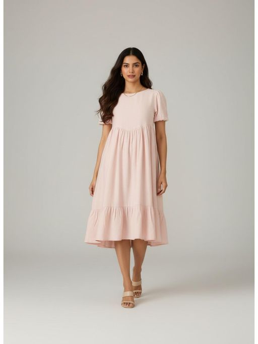 solid pastel dresses asdoklhq Maxi Dresses Pastel Boho Dresses Smocked A Line for Women's Solid Color Ruffled No Sleeve Casual Stylish Dress Pink 2X
