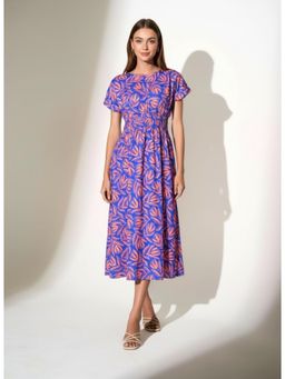 Twenty Dresses by Nykaa Fashion - Round Neck Blue Midi Dress