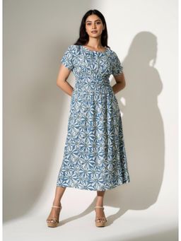 Twenty Dresses by Nykaa Fashion - Round Sky Blue Midi Dress