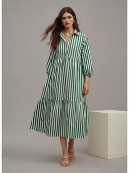 Twenty Dresses by Nykaa Fashion - Poly Rayon Collar Neck Casual Green Dress