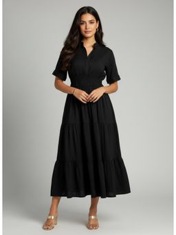 Twenty Dresses by Nykaa Fashion - Polyester Crepe Solid Black Dress