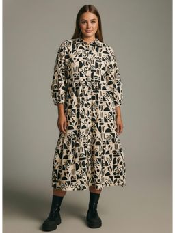 Twenty Dresses by Nykaa Fashion - Beige Abstract Print Midi Shirt Dress