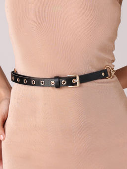Twenty Dresses by Nykaa Fashion - Gold and Black Multi Layered Chainlink Waist Belt