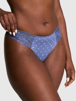 Victoria's Secret - Navy Blue Self Design Regular Thong Panty