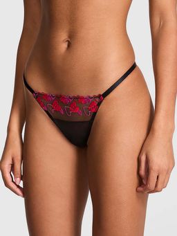 Victoria's Secret - Black Self Design Regular Thong Panty