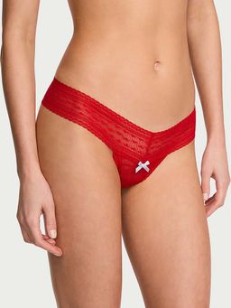 Victoria's Secret - Red Self Design Regular Thong Panty
