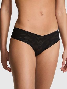 Victoria's Secret - Black Self Design Regular Thong Panty