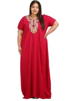 KOI SLEEPWEAR - Red Embroidered A-Line Night Dress