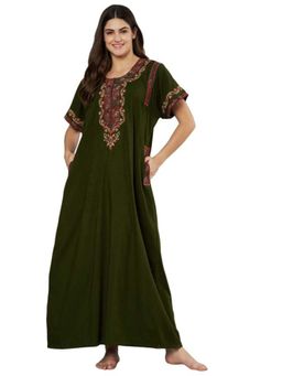 KOI SLEEPWEAR - Green Embroidered A-Line Night Dress