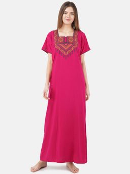 KOI SLEEPWEAR - Pink Embroidered A-Line Night Dress