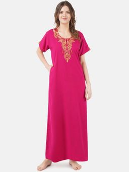 KOI SLEEPWEAR - Pink Embroidered A-Line Night Dress