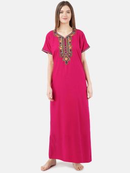 KOI SLEEPWEAR - Pink Embroidered A-Line Night Dress