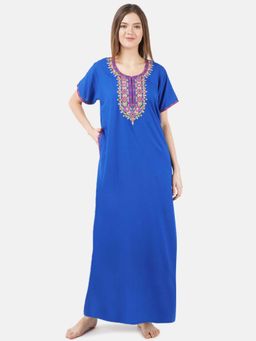 KOI SLEEPWEAR - Blue Embroidered A-Line Night Dress
