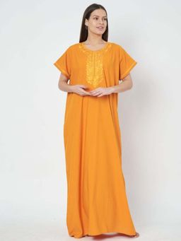 KOI SLEEPWEAR - Orange Embroidered A-Line Night Dress
