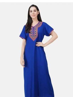 KOI SLEEPWEAR - Blue Embroidered A-Line Night Dress