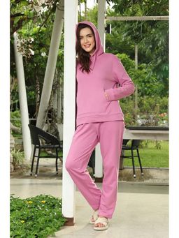 Zivame - Pink Solid Relaxed Hoodie and Pant