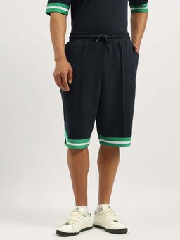 United Colors of Benetton - Navy Blue Solid Oversized Fit Shorts