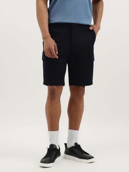 United Colors of Benetton - Black Solid Comfort Fit Cargo Shorts