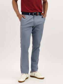 United Colors of Benetton - Blue Solid Relaxed Fit Twill Chinos