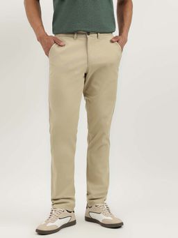 United Colors of Benetton - Beige Solid Relaxed Fit Twill Chinos