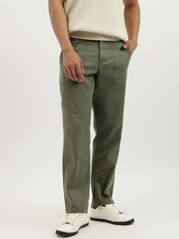 United Colors of Benetton - Olive Solid Straight Fit Trouser