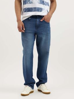 United Colors of Benetton - Blue Solid Baggy Fit Jeans