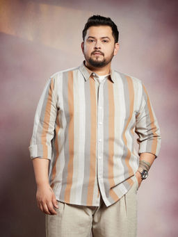 Instafab Plus - Multi-Colour Men's Block Striped Shirt