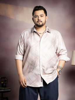 Instafab Plus - Men's Saltbox Beige Faded Strokes Shirt