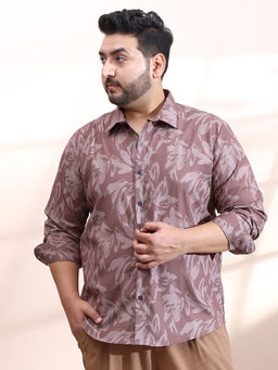 Instafab Plus - Men's Mocha Mauve Florie Imprint Shirt