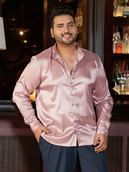 Instafab Plus - Men's Rose Pink Brushed-Tactile Shirt