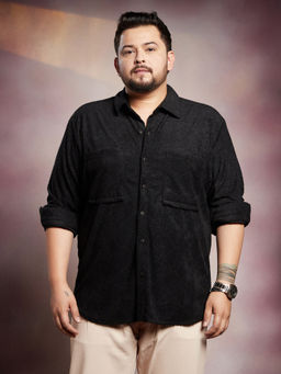 Instafab Plus - Men's Onyx Black Axis Line Utility-Relaxed Shirt