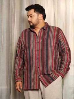 Instafab Plus - Multi-Colour Men's Striped Woven Shirt