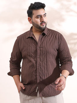 Instafab Plus - Men's Chocolate Brown Quilt-Tactile Shirt