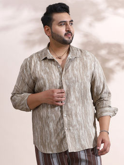 Instafab Plus - Men's Peanut Beige Distortion-Weave Shirt